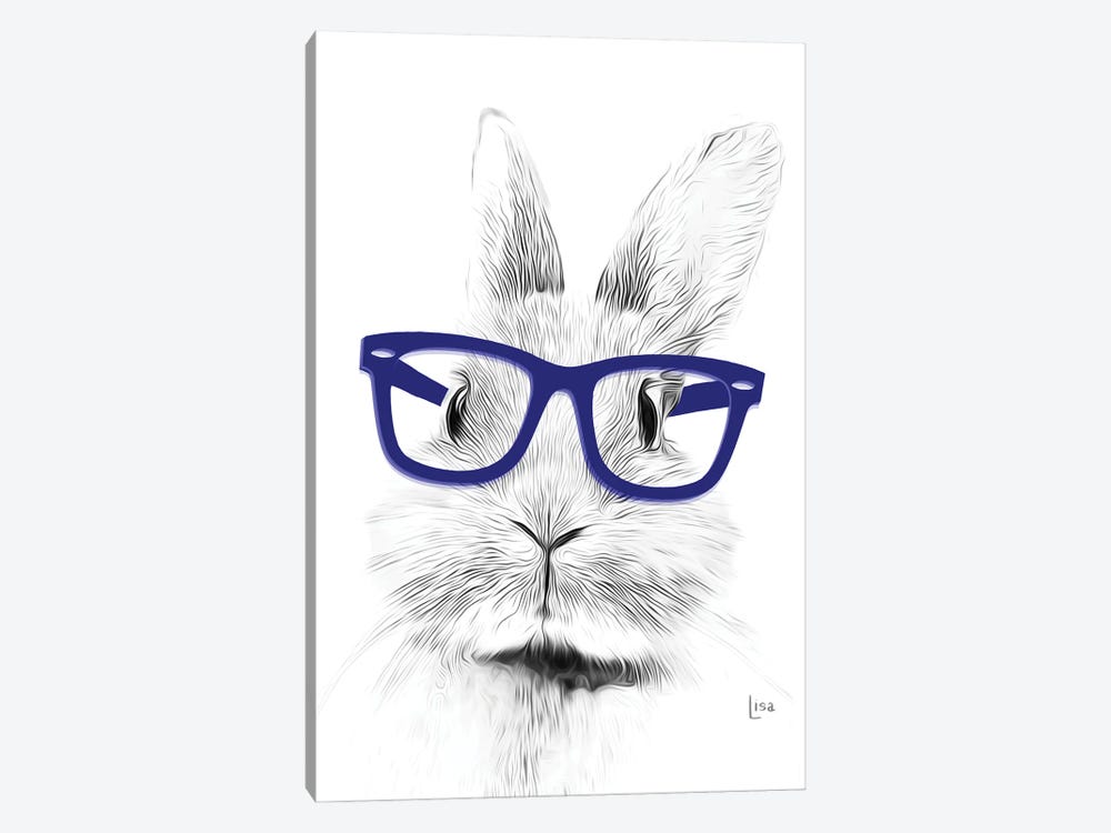 Bunny With Blue Glasses by Printable Lisa's Pets 1-piece Canvas Print