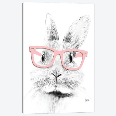 Bunny With Pink Glasses Canvas Print #LIP337} by Printable Lisa's Pets Canvas Art Print