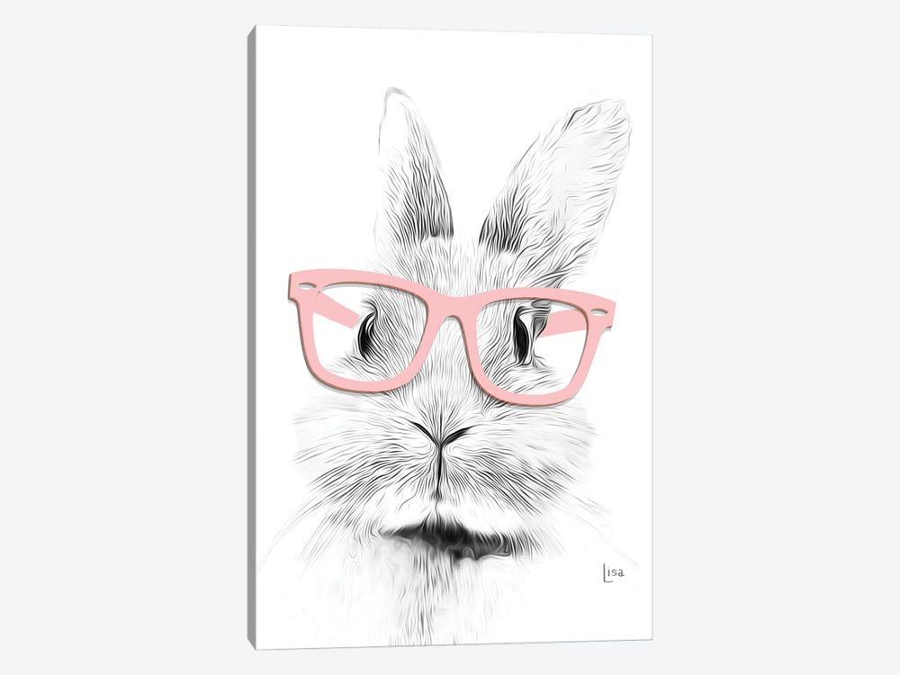 Bunny With Pink Glasses by Printable Lisa's Pets 1-piece Art Print