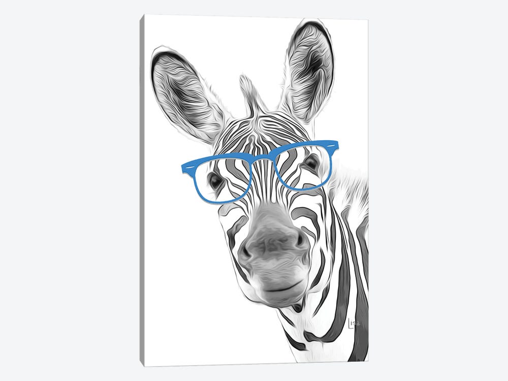 Zebra With Blue Glasses by Printable Lisa's Pets 1-piece Canvas Art Print