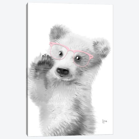 Bear With Pink Glasses Canvas Print #LIP33} by Printable Lisa's Pets Canvas Art Print