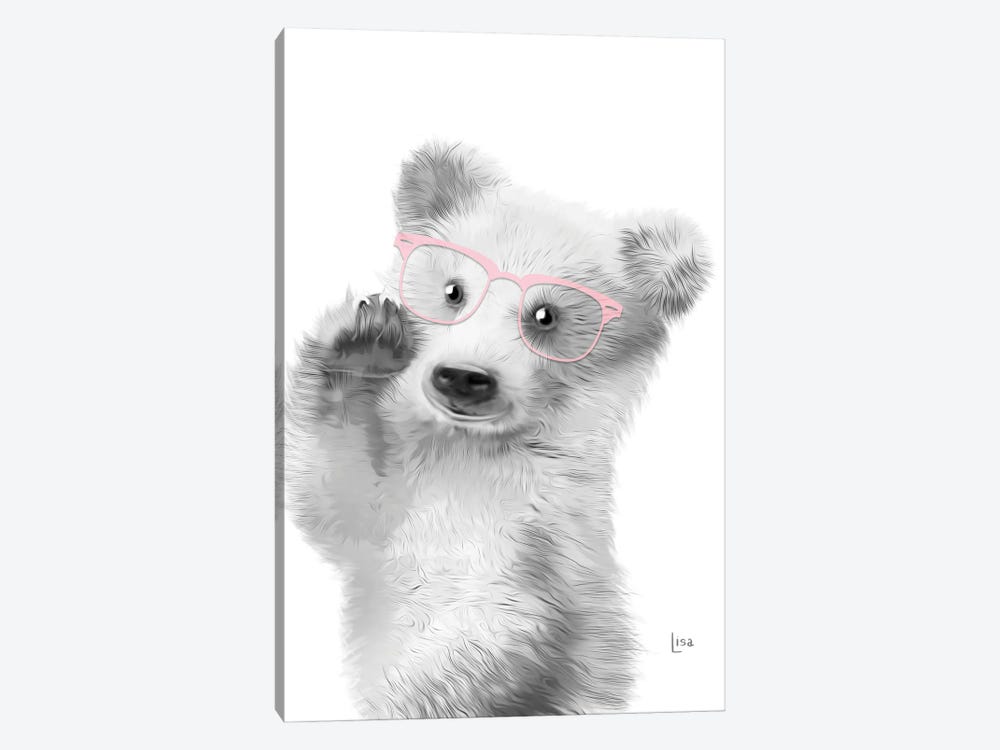 Bear With Pink Glasses by Printable Lisa's Pets 1-piece Canvas Wall Art