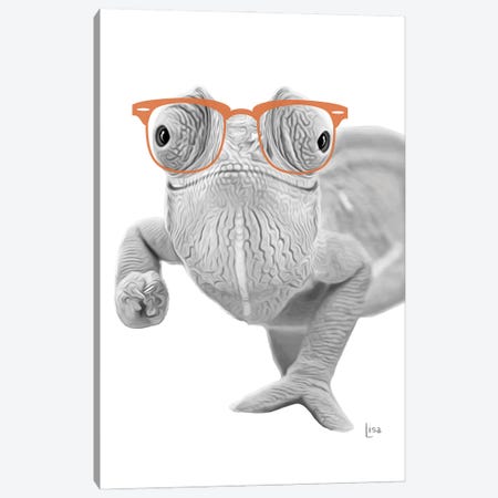Chameleon With Orange Glasses Canvas Print #LIP340} by Printable Lisa's Pets Canvas Print