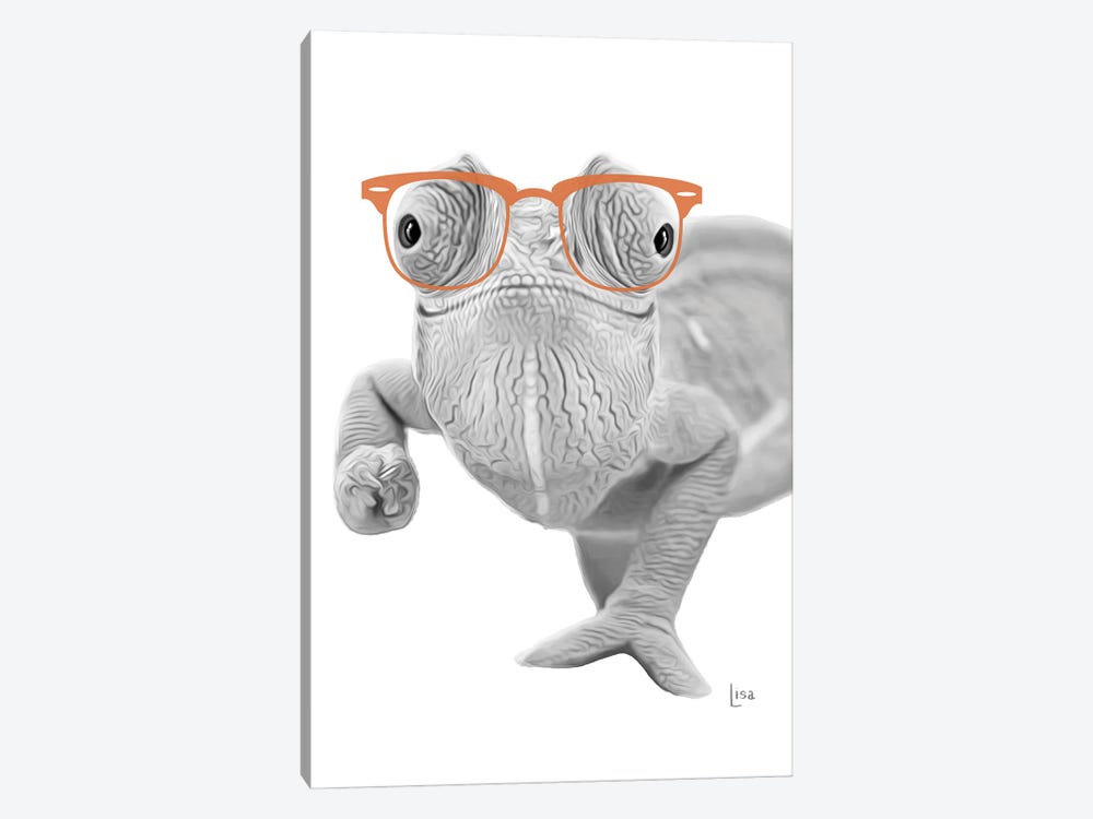 Chameleon With Orange Glasses by Printable Lisa's Pets 1-piece Canvas Print