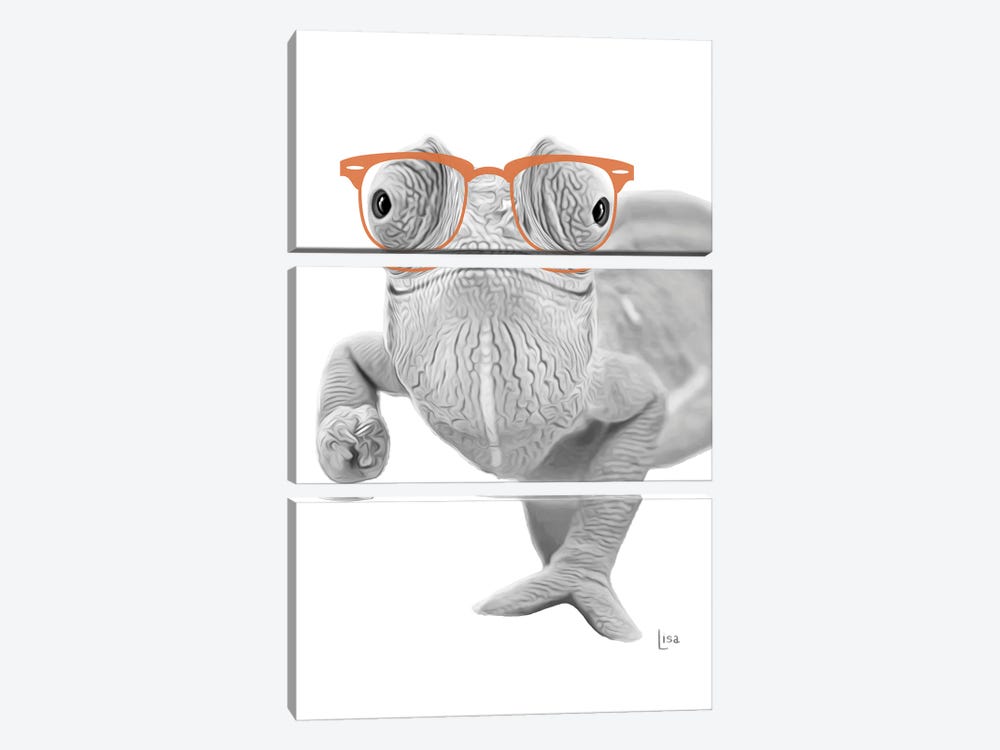 Chameleon With Orange Glasses by Printable Lisa's Pets 3-piece Canvas Art Print