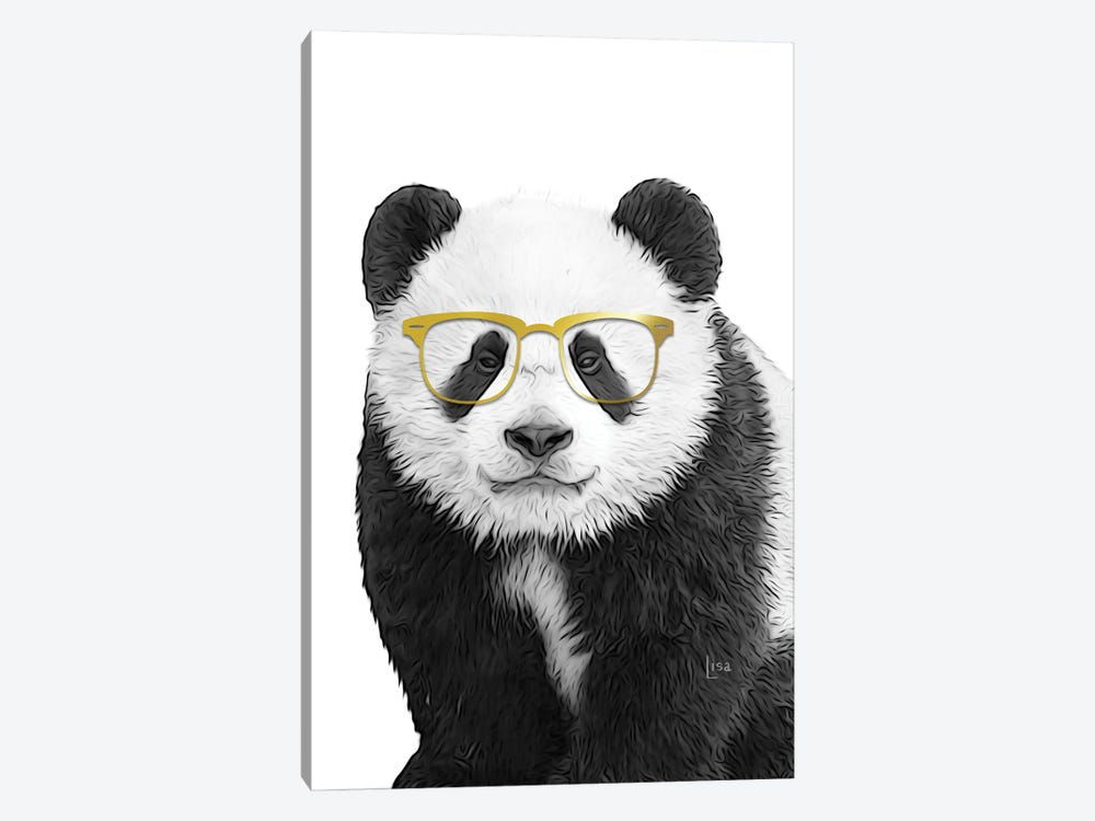 Panda With Gold Glasses by Printable Lisa's Pets 1-piece Canvas Wall Art