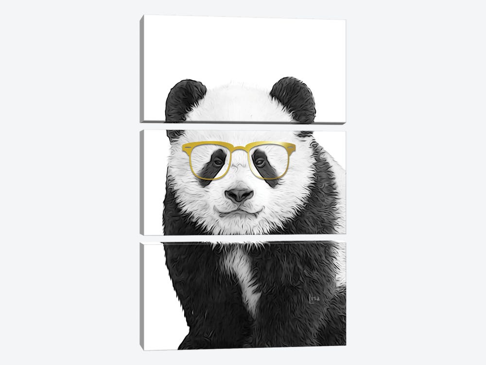 Panda With Gold Glasses by Printable Lisa's Pets 3-piece Canvas Wall Art