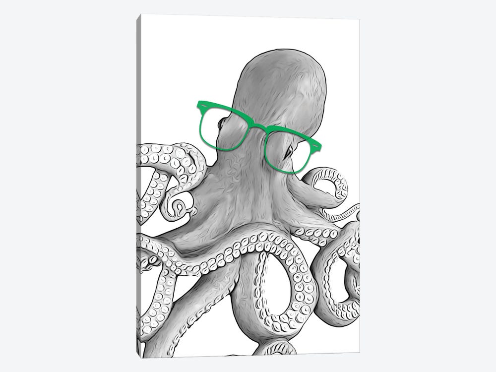 Octopus With Green Glasses by Printable Lisa's Pets 1-piece Canvas Art Print
