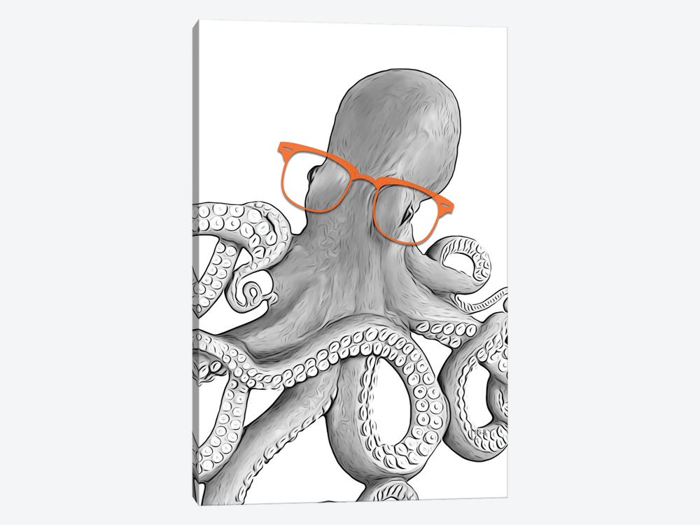 Octopus With Orange Glasses by Printable Lisa's Pets 1-piece Canvas Art