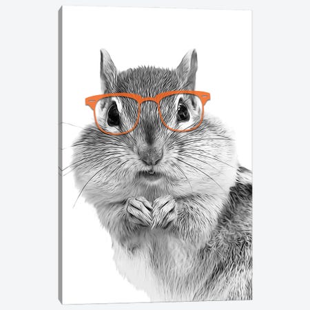 Chipmunk With Orange Glasses Canvas Print #LIP348} by Printable Lisa's Pets Art Print
