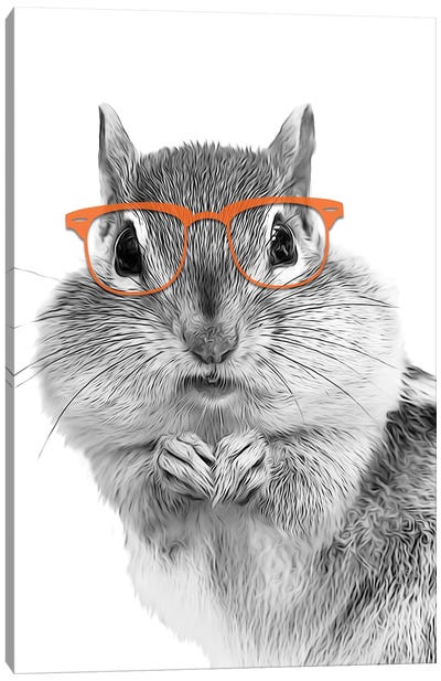 Chipmunk With Orange Glasses Canvas Art Print