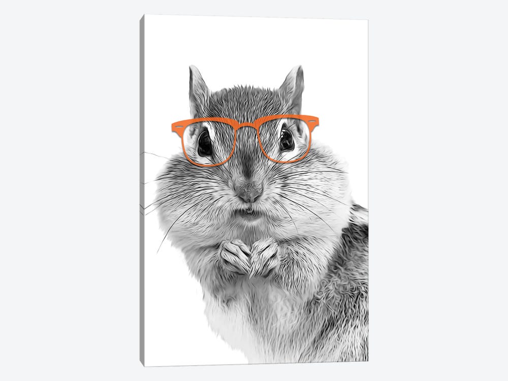 Chipmunk With Orange Glasses by Printable Lisa's Pets 1-piece Canvas Print