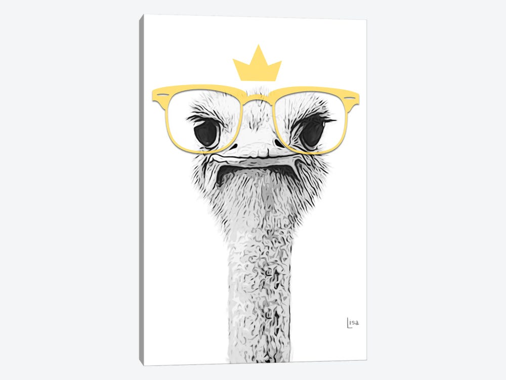 Ostrich With Yellow Glasses by Printable Lisa's Pets 1-piece Canvas Artwork