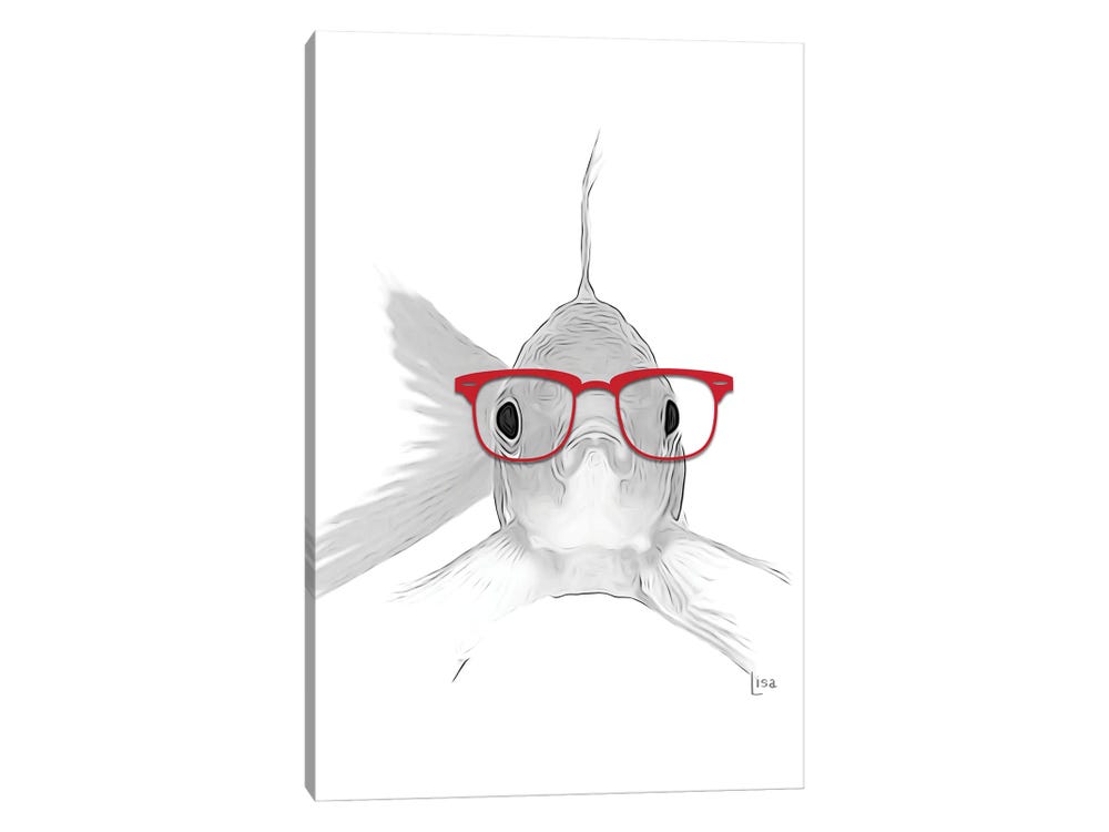 Fish with Red Glasses ( Animals > Sea Life > Fish art) - 32x24x.25