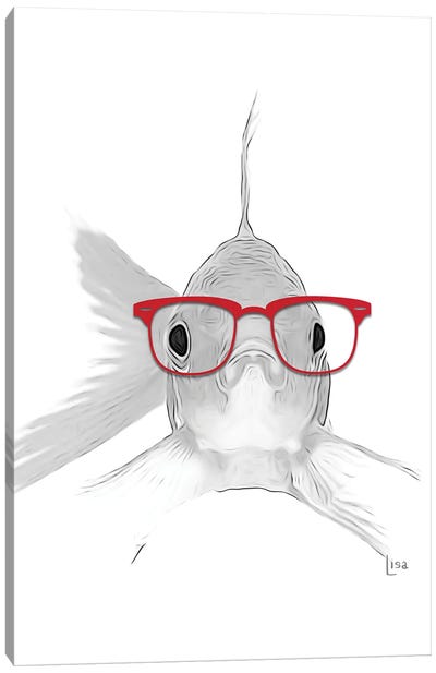 Fish With Red Glasses Canvas Art Print - Printable Lisa's Pets