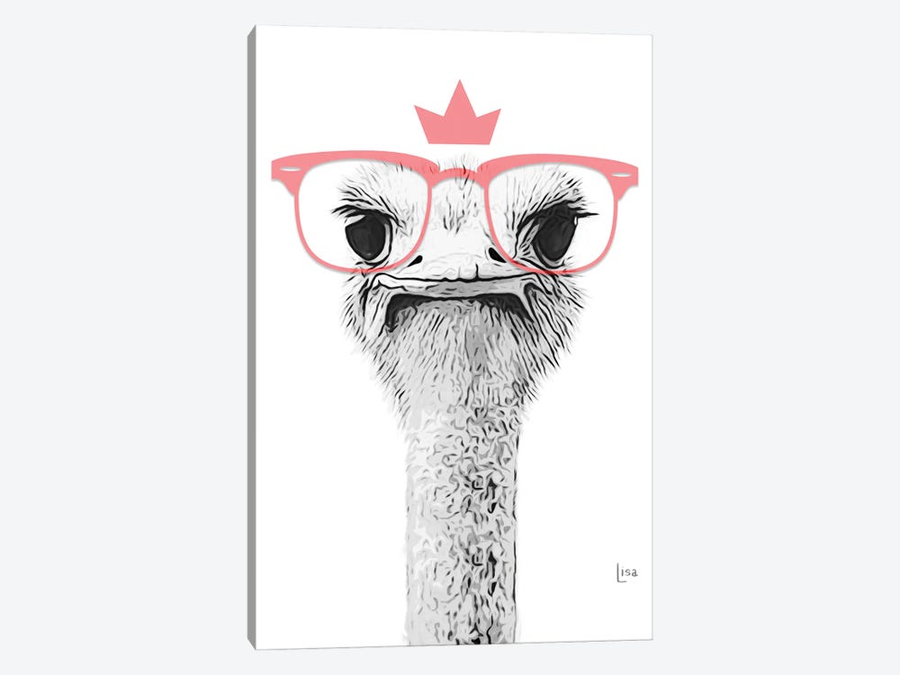 Ostrich With Pink Glasses by Printable Lisa's Pets 1-piece Canvas Art