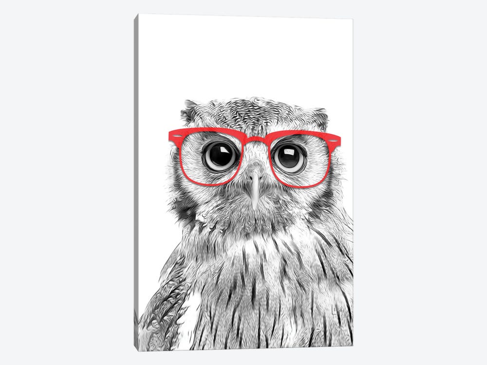 Owl With Red Glasses by Printable Lisa's Pets 1-piece Art Print