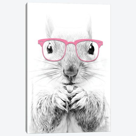 Squirrell With Pink Glasses Canvas Print #LIP354} by Printable Lisa's Pets Canvas Art Print