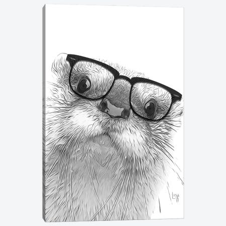 Otter With Black Glasses Canvas Print #LIP355} by Printable Lisa's Pets Canvas Art Print