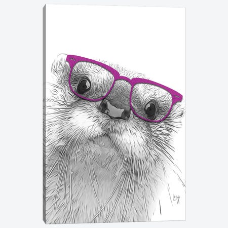 Otter With Purple Glasses Canvas Print #LIP356} by Printable Lisa's Pets Canvas Art Print