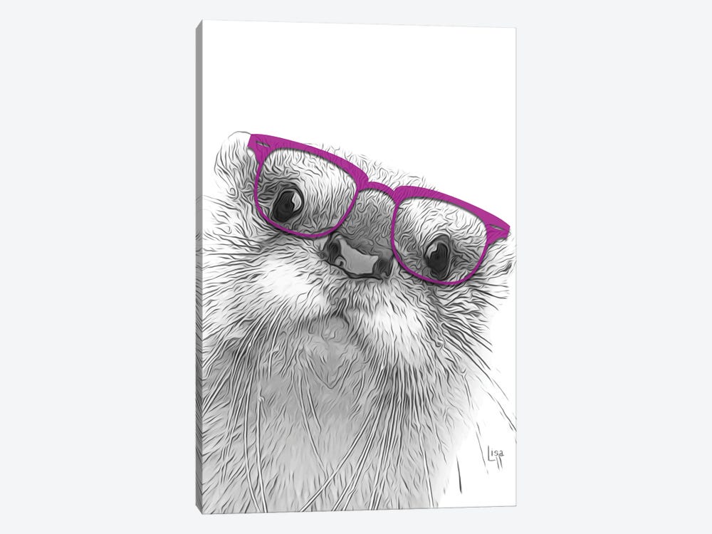 Otter With Purple Glasses by Printable Lisa's Pets 1-piece Canvas Artwork