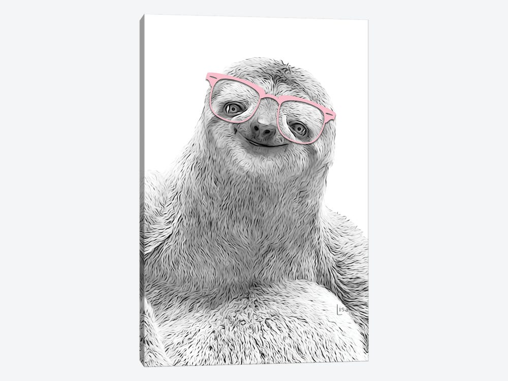 Sloth With Pink Glasses by Printable Lisa's Pets 1-piece Canvas Print