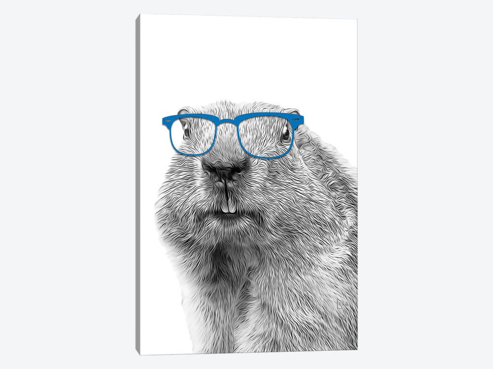 Groundhog With Blue Glasses by Printable Lisa's Pets 1-piece Canvas Art