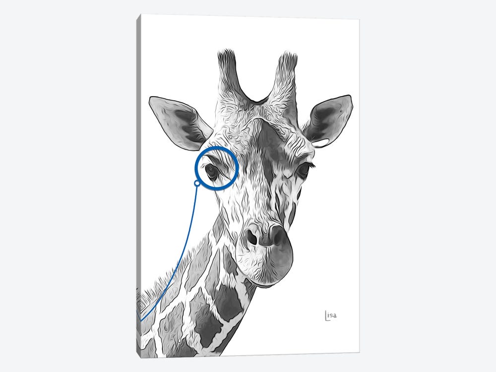 Giraffe With Blue Monocle by Printable Lisa's Pets 1-piece Canvas Art Print