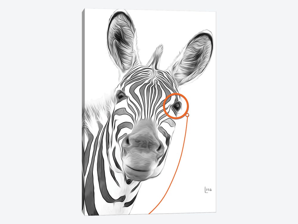 Zebra With Orange Monocle by Printable Lisa's Pets 1-piece Canvas Art Print