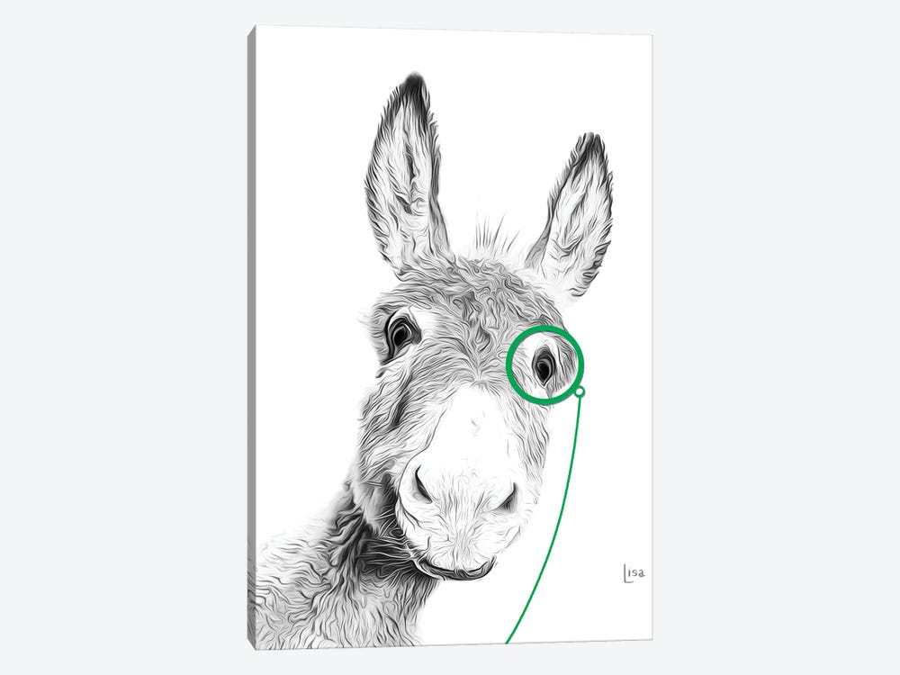 Donkey With Green Monocle by Printable Lisa's Pets 1-piece Canvas Art