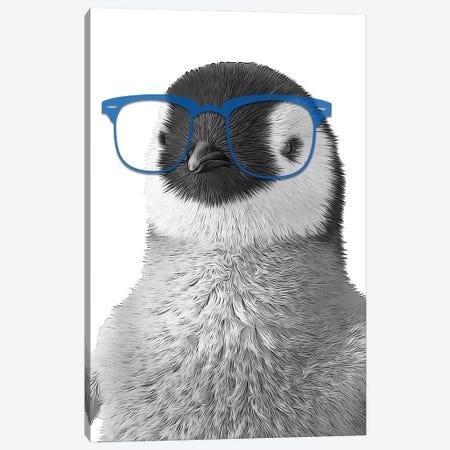 Penguin With Blue Glasses Canvas Print #LIP362} by Printable Lisa's Pets Art Print
