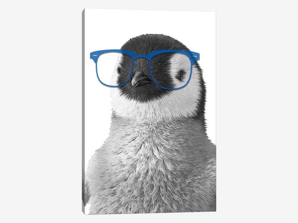 Penguin With Blue Glasses by Printable Lisa's Pets 1-piece Canvas Art Print