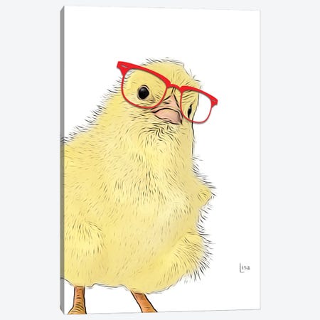 Chick With Red Glasses Canvas Print #LIP364} by Printable Lisa's Pets Canvas Artwork
