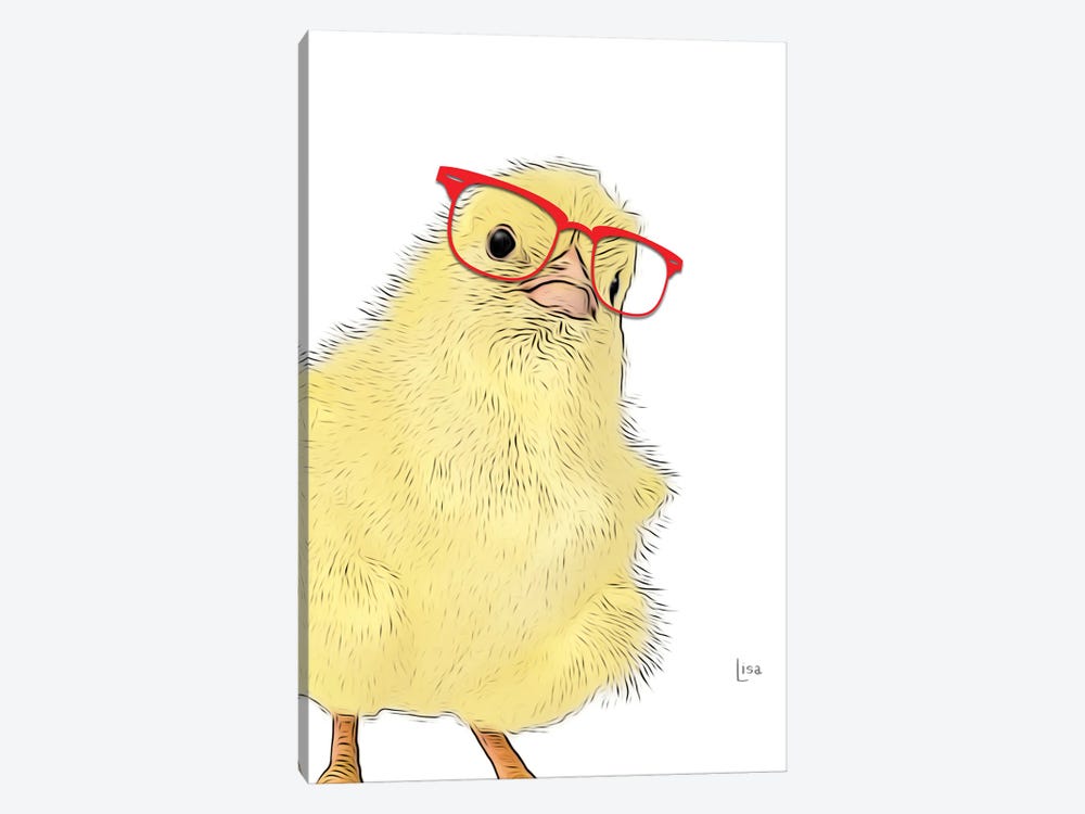 Chick With Red Glasses by Printable Lisa's Pets 1-piece Art Print