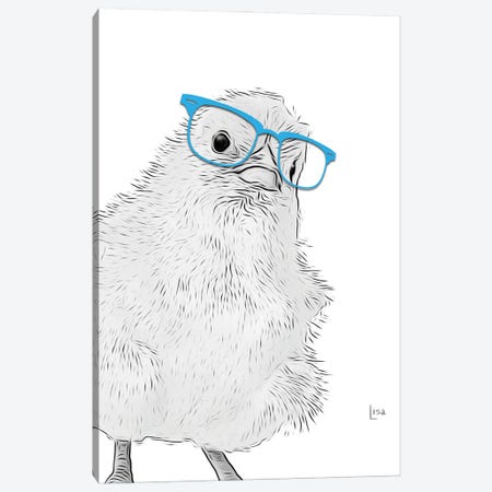 Chick With Blue Glasses Canvas Print #LIP365} by Printable Lisa's Pets Canvas Wall Art