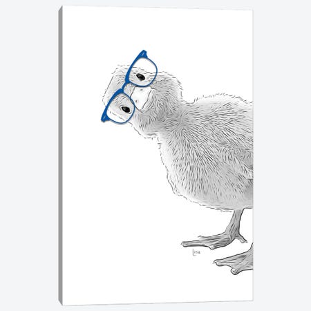 Duck With Blue Glasses Canvas Print #LIP367} by Printable Lisa's Pets Canvas Artwork