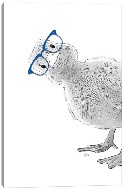 Duck With Blue Glasses Canvas Art Print - Bathroom Humor Art