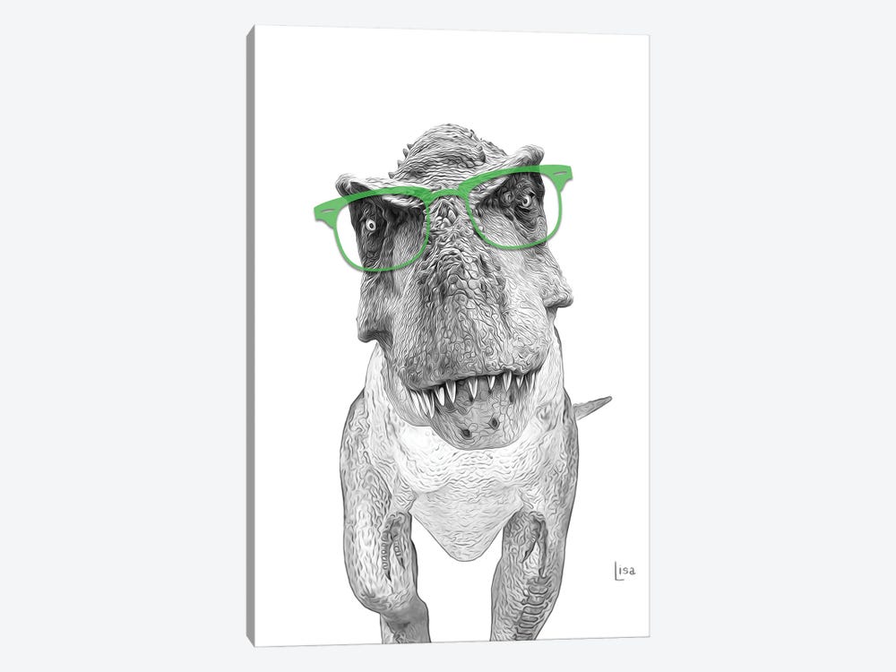 Trex Dino With Green Glasses by Printable Lisa's Pets 1-piece Canvas Art