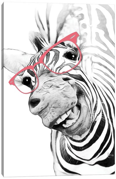 Zebra With Glasses Canvas Art Print - Printable Lisa's Pets