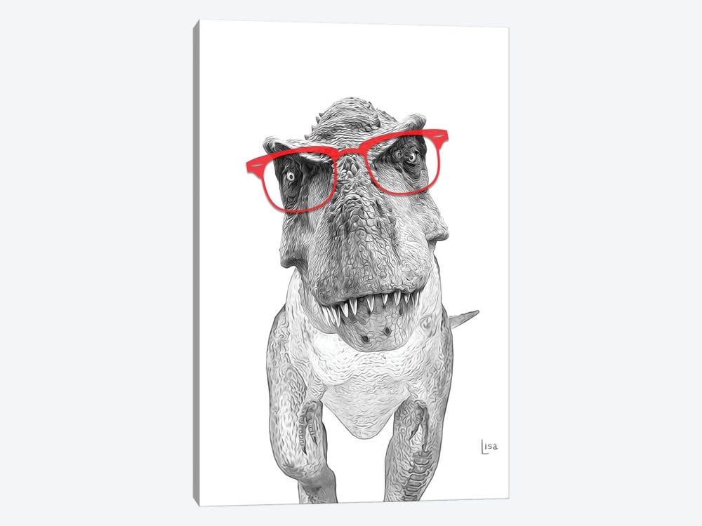 Trex Dino With Red Glasses by Printable Lisa's Pets 1-piece Canvas Art
