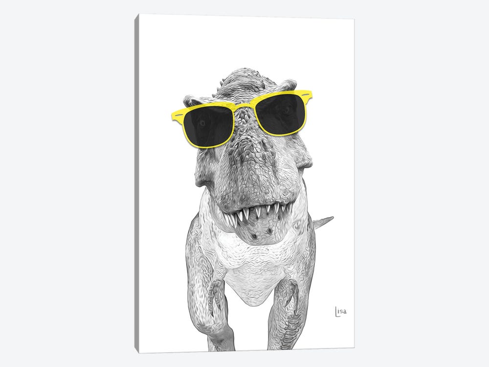 Trex Dino With Yellow Sunglasses by Printable Lisa's Pets 1-piece Canvas Wall Art