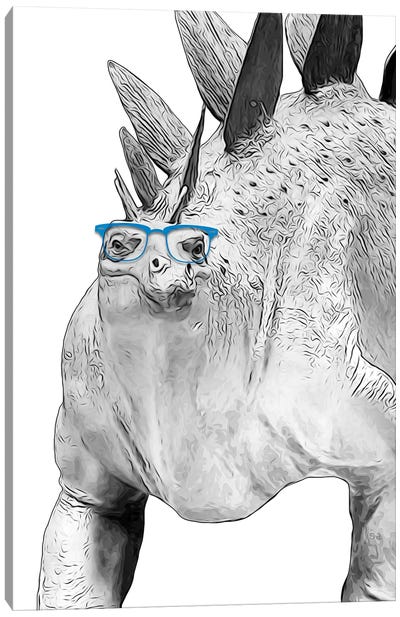 Stegosaurus With Blue Glasses Canvas Art Print - Printable Lisa's Pets