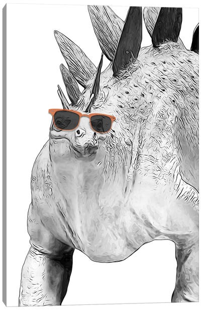 Stegosaurus With Orange Sunglasses Canvas Art Print - Stegosaurus Art