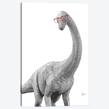 Apatosaurus With Red Glasses Canvas Print #LIP376} by Printable Lisa's Pets Canvas Art Print