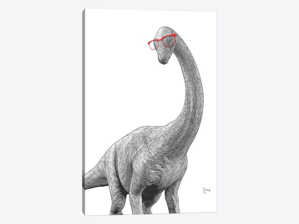 Apatosaurus With Red Glasses by Printable Lisa's Pets 1-piece Canvas Wall Art