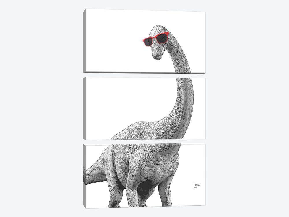 Apatosaurus With Red Sunglasses by Printable Lisa's Pets 3-piece Art Print