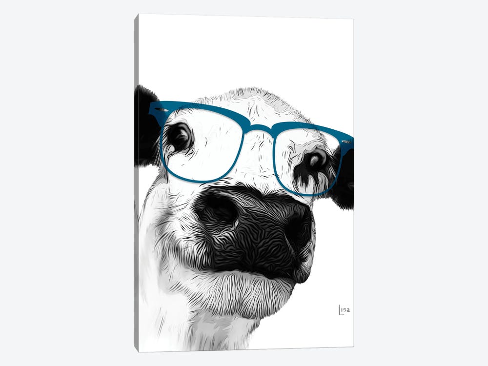 Cow With Blue Glasses by Printable Lisa's Pets 1-piece Canvas Artwork