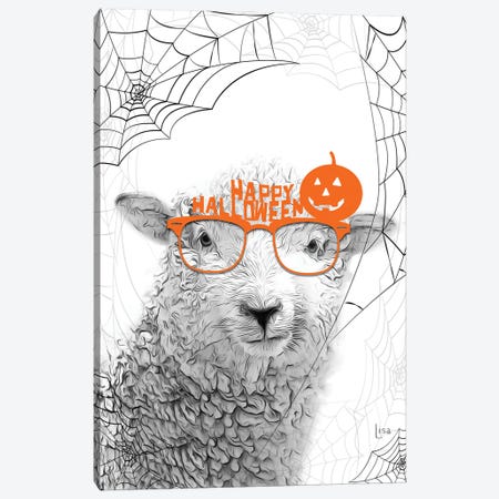 Black And White Sheep With Halloween Glasses Canvas Print #LIP380} by Printable Lisa's Pets Art Print