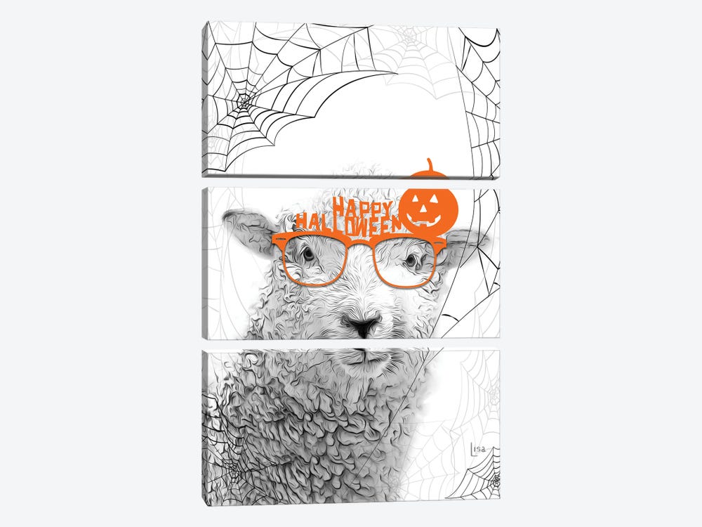 Black And White Sheep With Halloween Glasses by Printable Lisa's Pets 3-piece Canvas Art Print