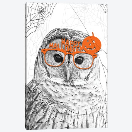 Black And White Owl With Halloween Glasses Canvas Print #LIP381} by Printable Lisa's Pets Art Print